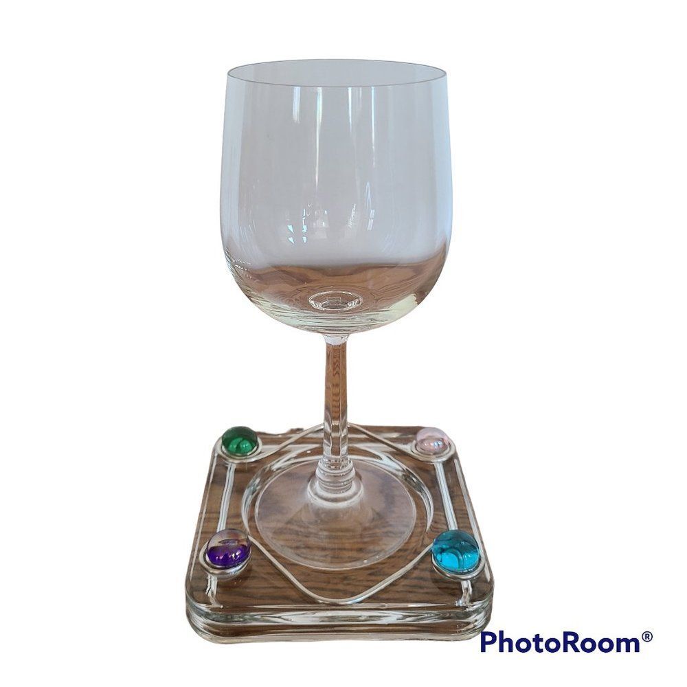 Glass Drink Coaster Embellished with Beads and Wire Hand-Made Water Wine Beer
